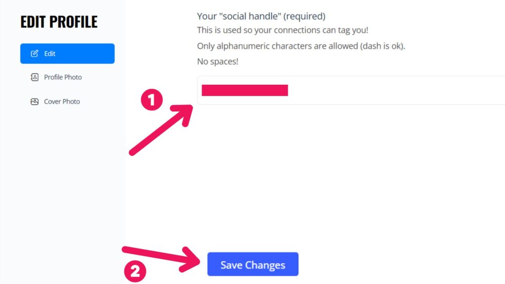 Edit Social handle