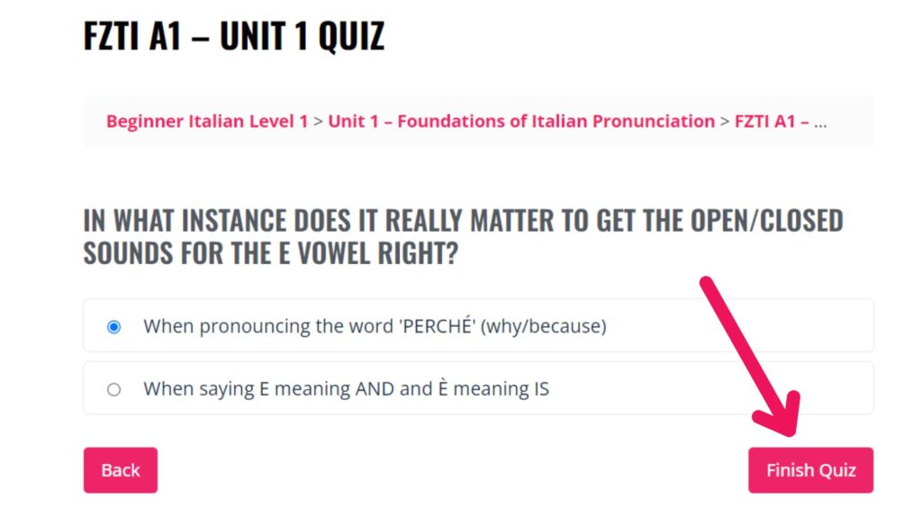 Finish Quiz